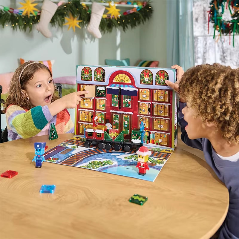 Christmas Advent Calendar Ornaments Magnetic Santa Claus Train Construction Set 24 Days of Surprise Gifts Christmas Decorations.