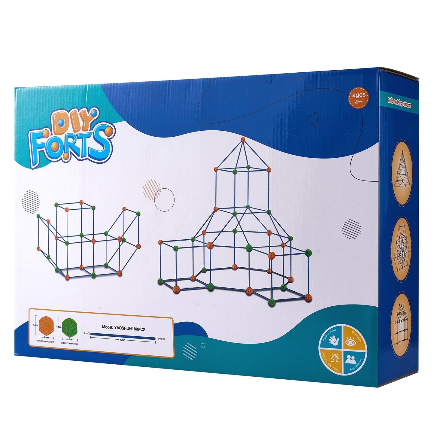 Tent Fort Building Kit For Kids STEM Construction Toy Set Castle 180PCS