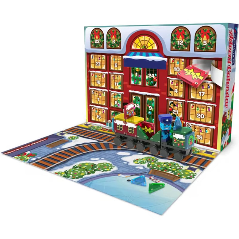 Christmas Advent Calendar Ornaments Magnetic Santa Claus Train Construction Set 24 Days of Surprise Gifts Christmas Decorations.