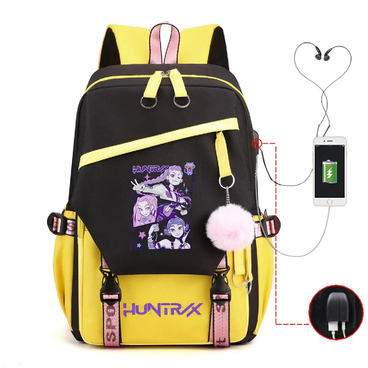 Anime Kpop Demon Hunters Backpack Cartoon Schoolbags Large Capacity USB Charging Bags Teeneger Backpack Women Travel Bags
