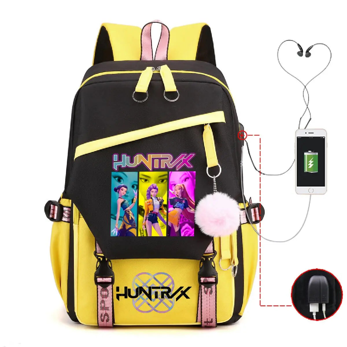 Anime Kpop Demon Hunters Backpack Cartoon Schoolbags Large Capacity USB Charging Bags Teeneger Backpack Women Travel Bags