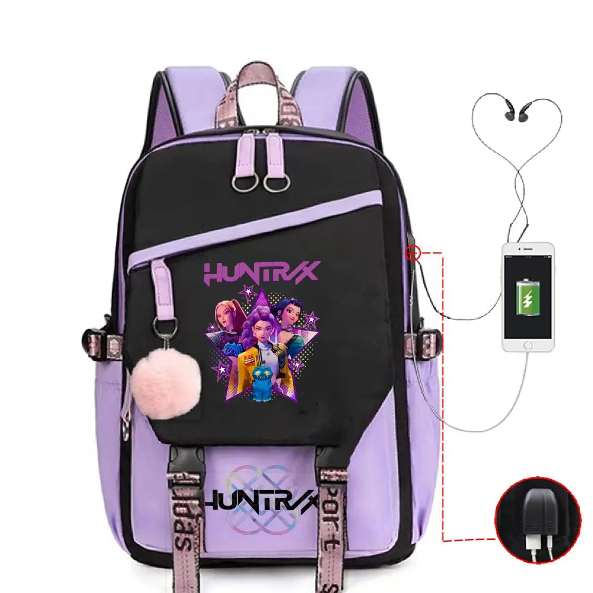 Anime Kpop Demon Hunters Backpack Cartoon Schoolbags Large Capacity USB Charging Bags Teeneger Backpack Women Travel Bags