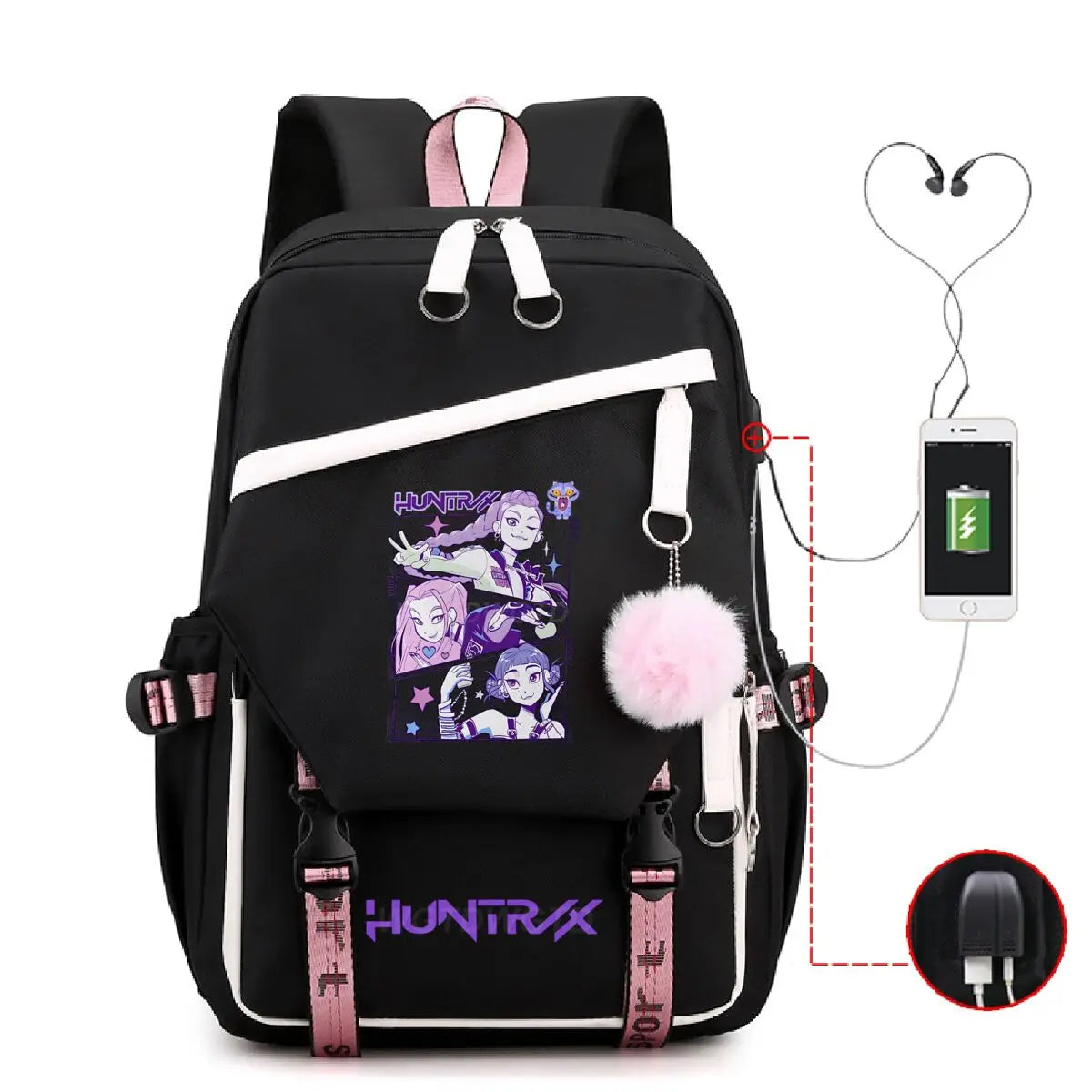 Anime Kpop Demon Hunters Backpack Cartoon Schoolbags Large Capacity USB Charging Bags Teeneger Backpack Women Travel Bags