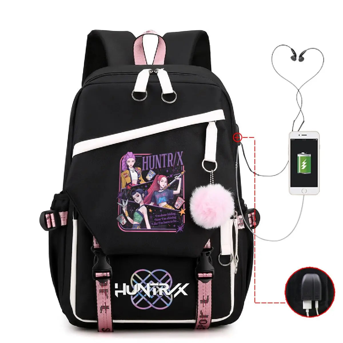 Anime Kpop Demon Hunters Backpack Cartoon Schoolbags Large Capacity USB Charging Bags Teeneger Backpack Women Travel Bags