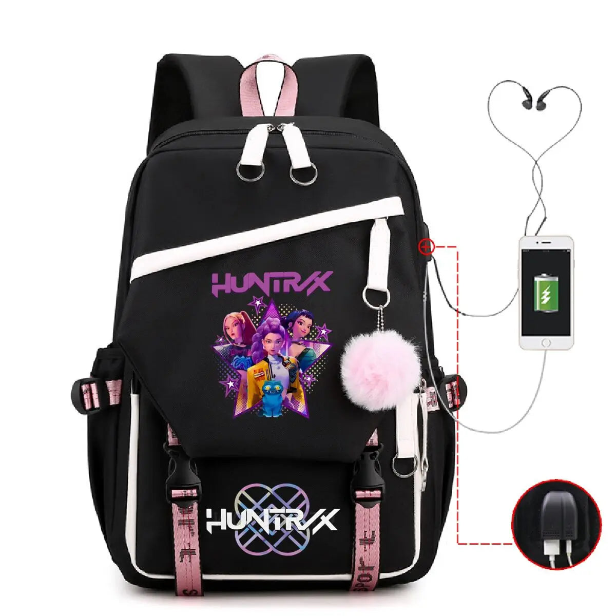 Anime Kpop Demon Hunters Backpack Cartoon Schoolbags Large Capacity USB Charging Bags Teeneger Backpack Women Travel Bags