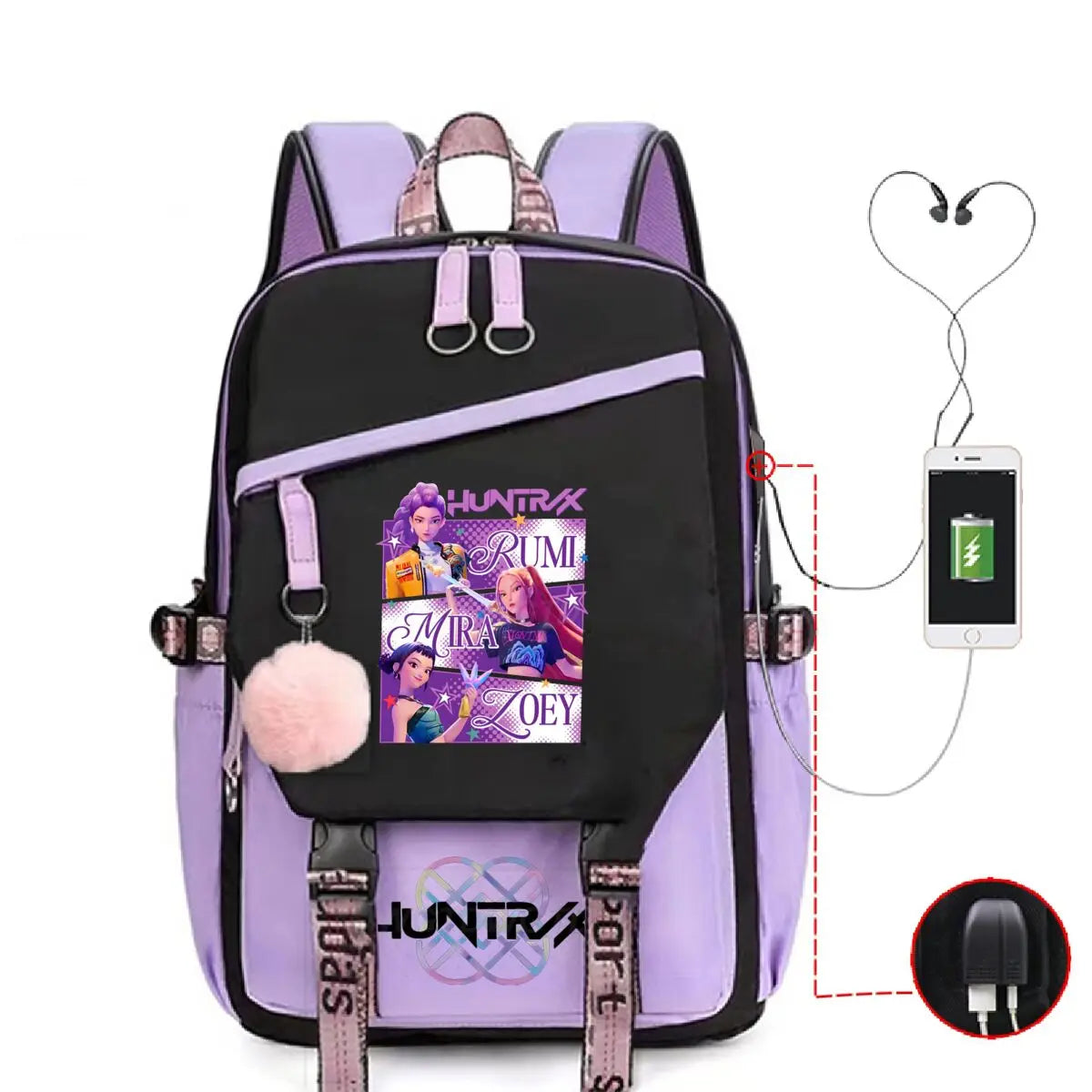 Anime Kpop Demon Hunters Backpack Cartoon Schoolbags Large Capacity USB Charging Bags Teeneger Backpack Women Travel Bags