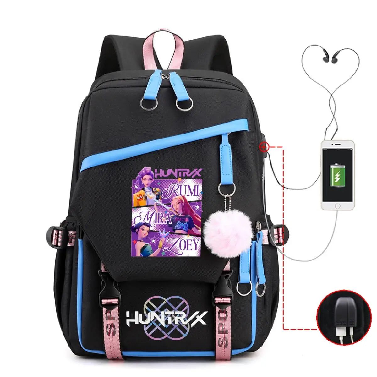 Anime Kpop Demon Hunters Backpack Cartoon Schoolbags Large Capacity USB Charging Bags Teeneger Backpack Women Travel Bags