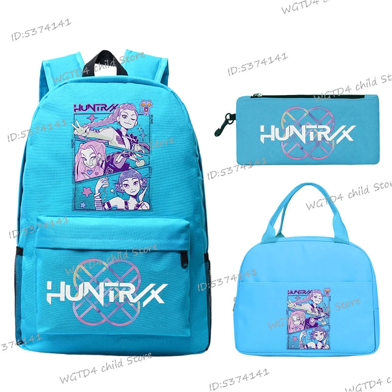 KPop Demon Hunters 3pcs Set Backpack Students Lunch Bag Outdoor Travel Knapsack K-Pop Demon Hunters Boys Girls School Backpacks