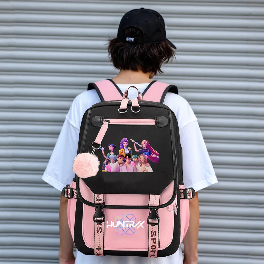 K-pop Demon Huntes Fashion Backpack for Girls Boys Anime Cartoon Large Capacity Schoolbag Children Multi-function Shoulder Bag