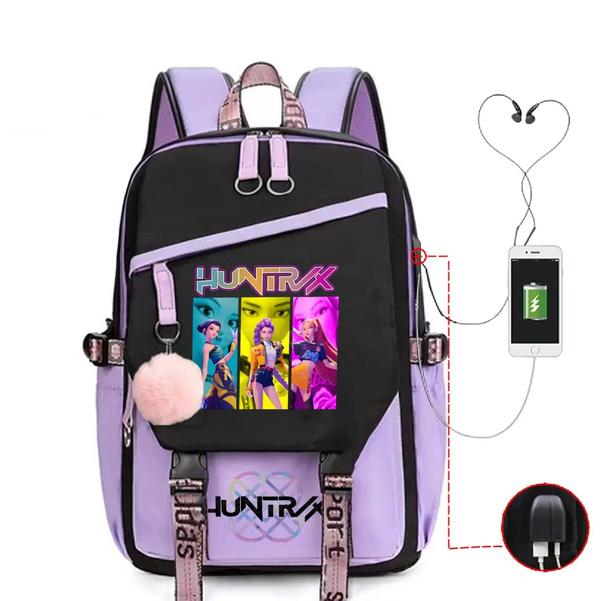 Anime Kpop Demon Hunters Backpack Cartoon Schoolbags Large Capacity USB Charging Bags Teeneger Backpack Women Travel Bags