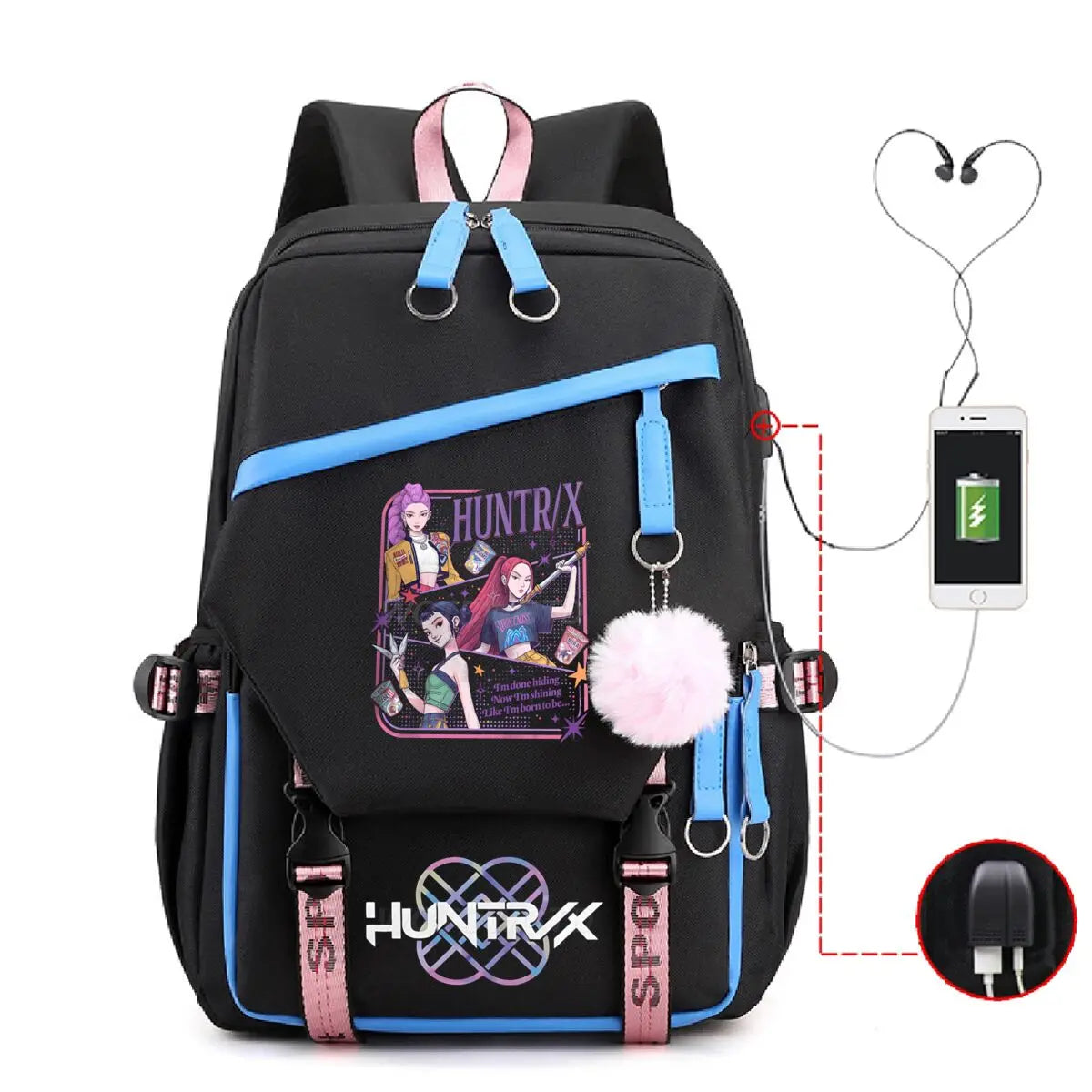 Anime Kpop Demon Hunters Backpack Cartoon Schoolbags Large Capacity USB Charging Bags Teeneger Backpack Women Travel Bags