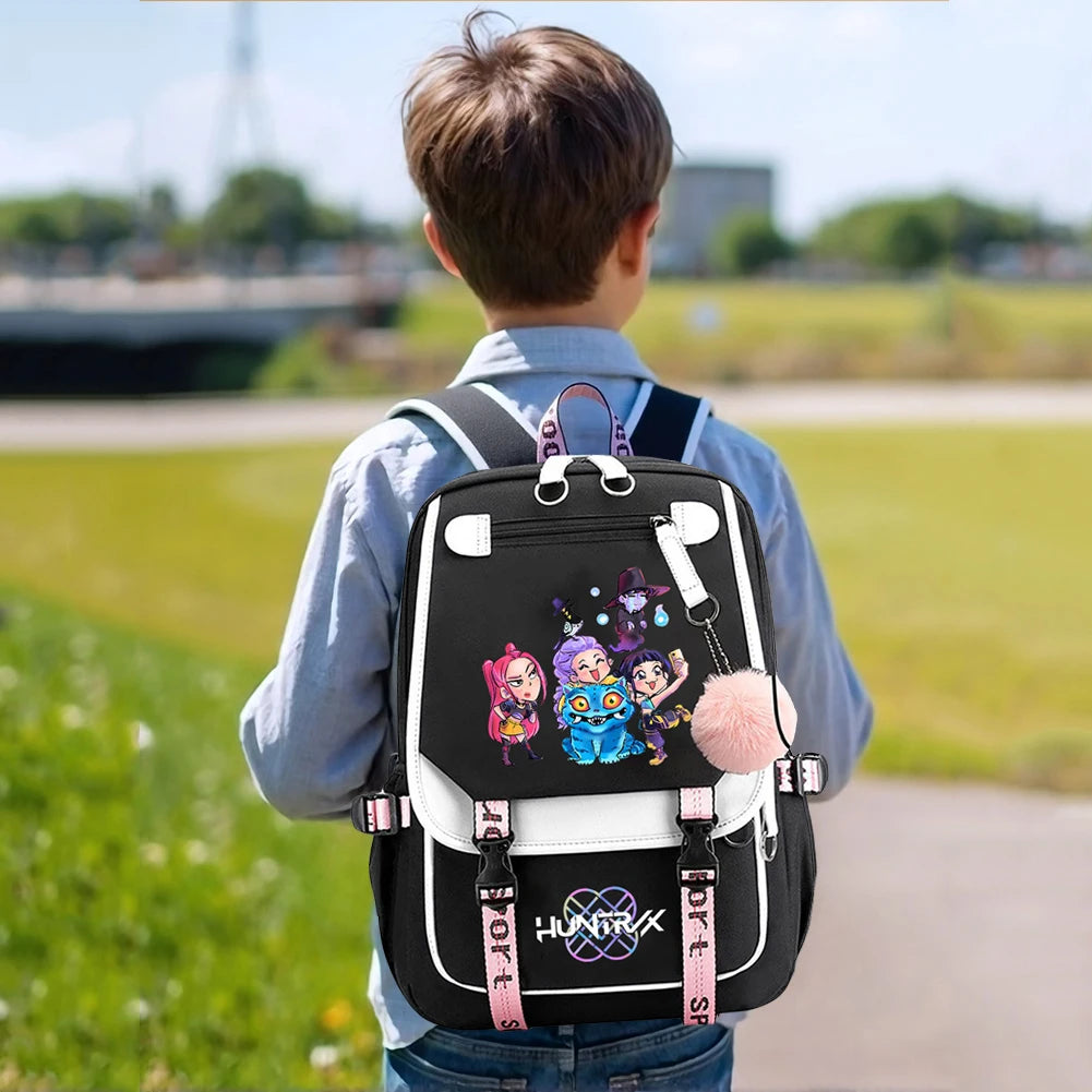 K-pop Demon Huntes Fashion Backpack for Girls Boys Anime Cartoon Large Capacity Schoolbag Children Multi-function Shoulder Bag