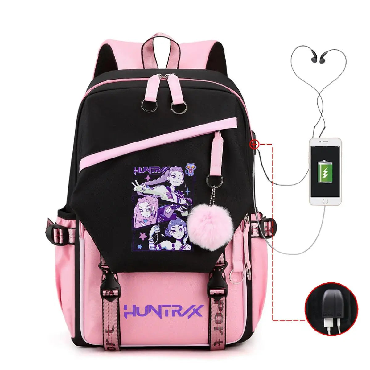 Anime Kpop Demon Hunters Backpack Cartoon Schoolbags Large Capacity USB Charging Bags Teeneger Backpack Women Travel Bags