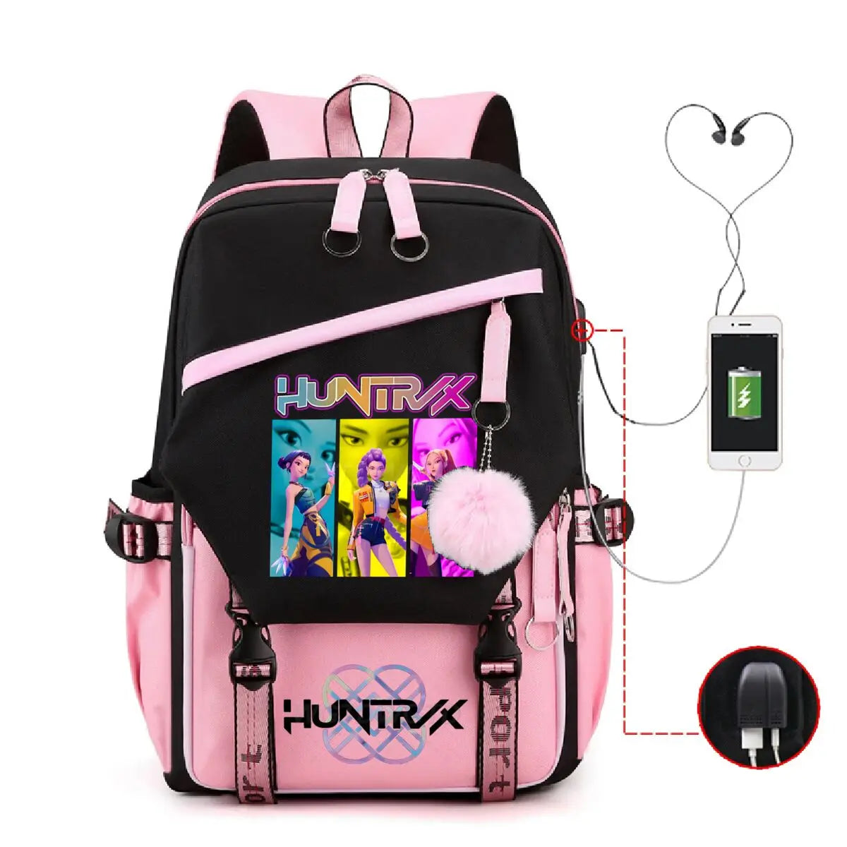 Anime Kpop Demon Hunters Backpack Cartoon Schoolbags Large Capacity USB Charging Bags Teeneger Backpack Women Travel Bags