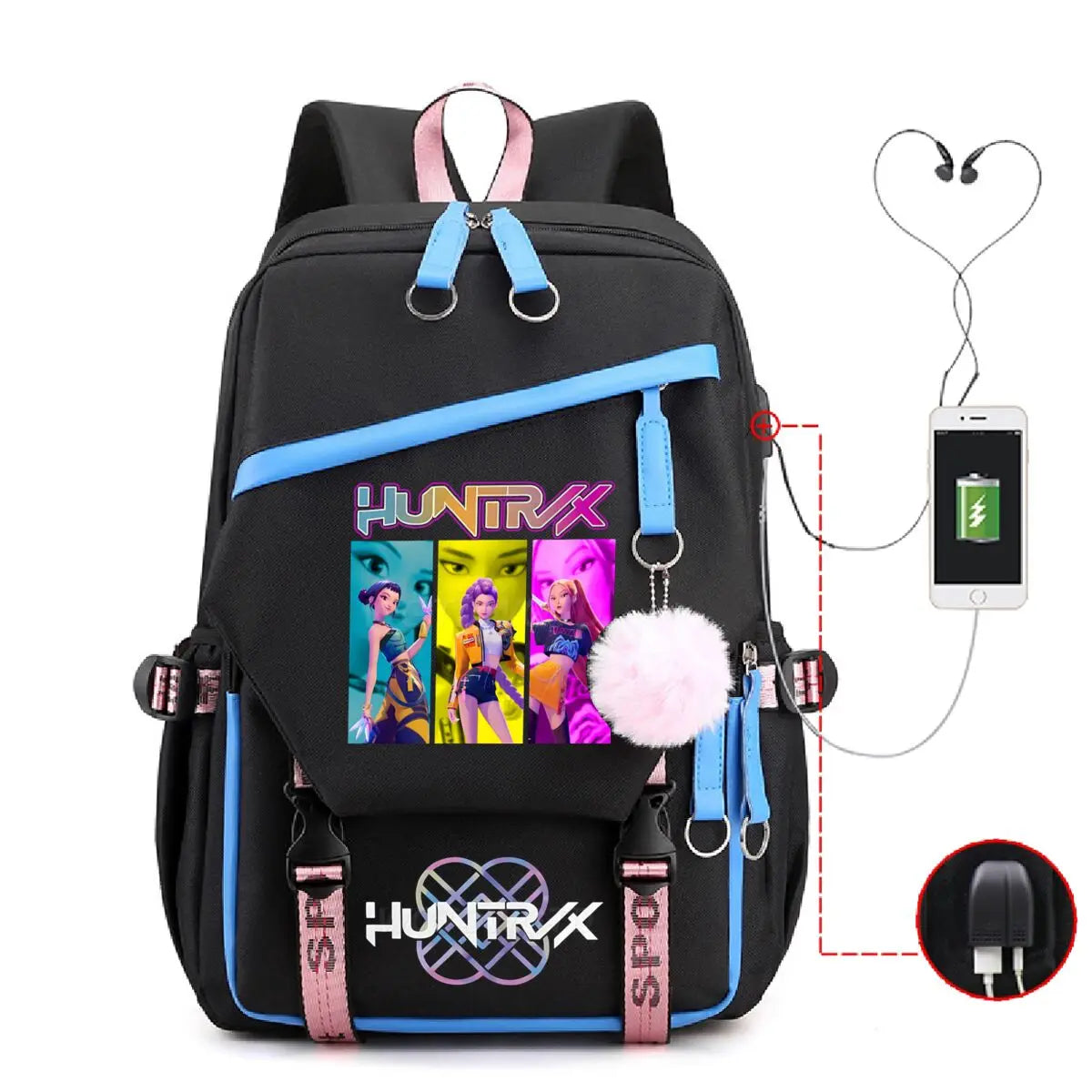 Anime Kpop Demon Hunters Backpack Cartoon Schoolbags Large Capacity USB Charging Bags Teeneger Backpack Women Travel Bags