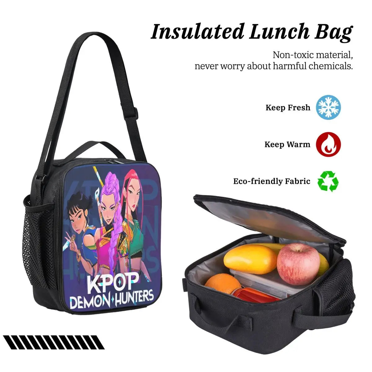 3Pcs KPop Demon Hunters Huntrix merch Backpack Set for Kids Pencil Boxes Bookbag Sets with Lunch Box For School Students Daypack