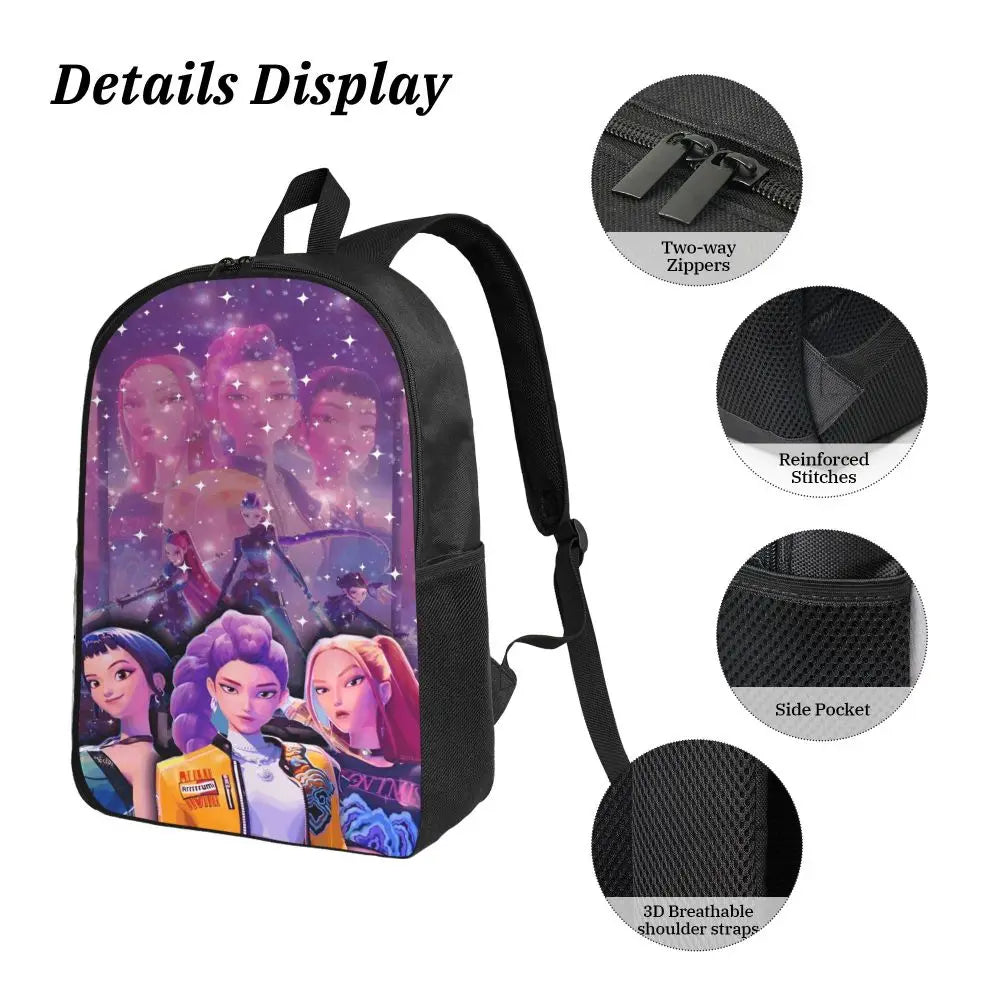 3Pcs KPop Demon Hunters Huntrix merch Backpack Set for Kids Pencil Boxes Bookbag Sets with Lunch Box For School Students Daypack