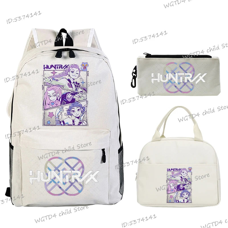 KPop Demon Hunters 3pcs Set Backpack Students Lunch Bag Outdoor Travel Knapsack K-Pop Demon Hunters Boys Girls School Backpacks
