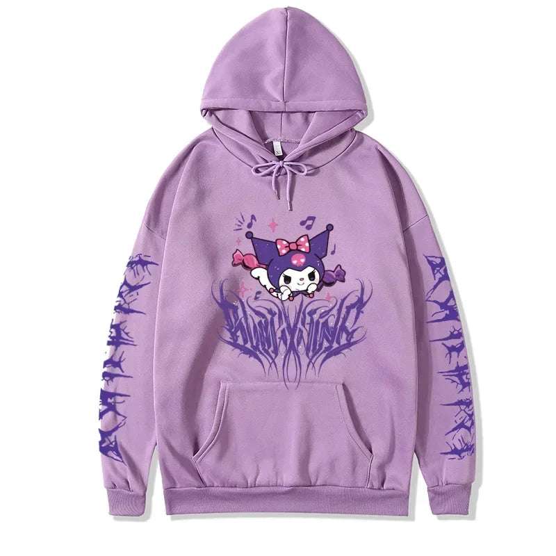 Spring Autumn Kuromi Sanrio Hoodies Girls Boys Cute Cartoon Anime 3D Pullovers Children Sweatshirts Toddler Coat Sudadera