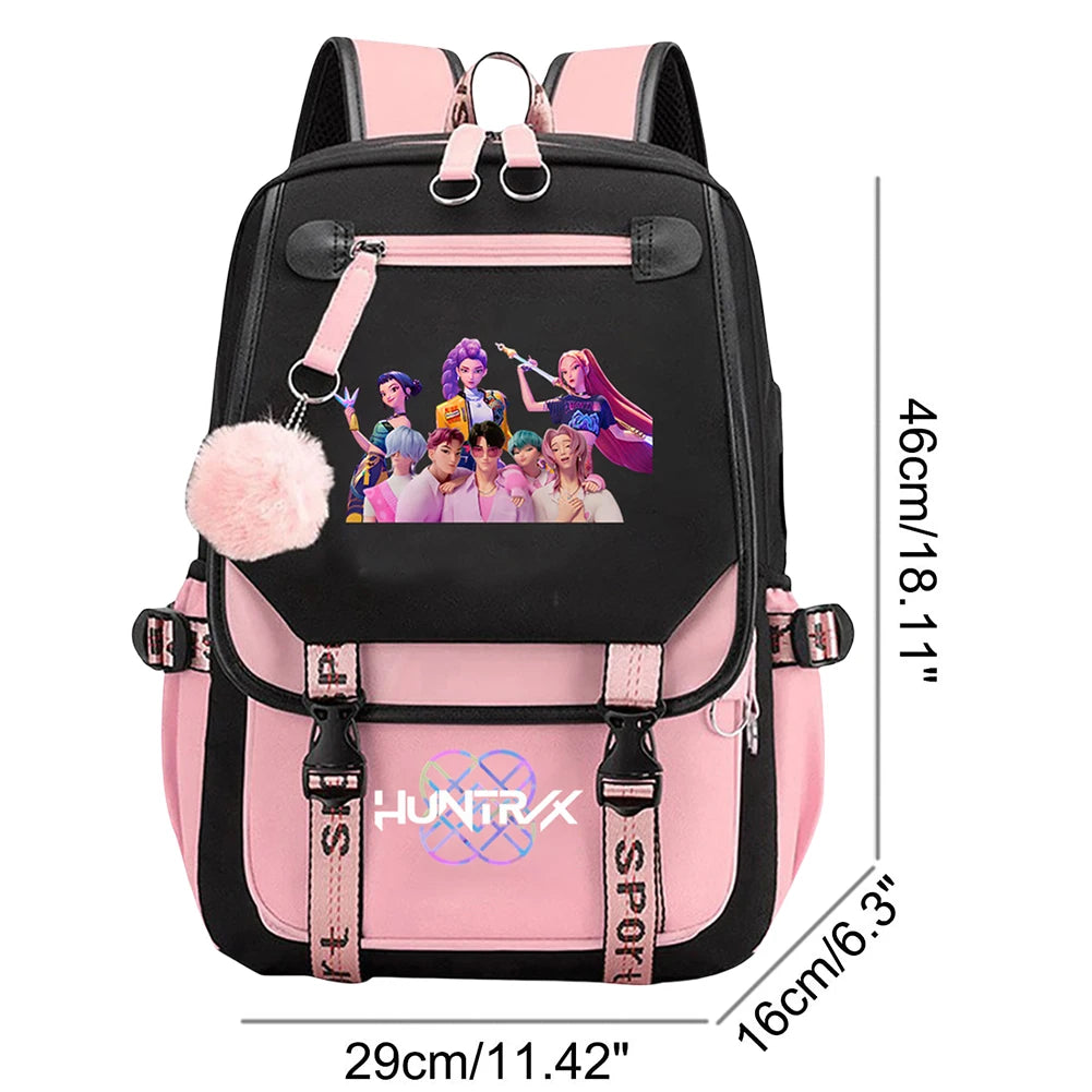 K-pop Demon Huntes Fashion Backpack for Girls Boys Anime Cartoon Large Capacity Schoolbag Children Multi-function Shoulder Bag