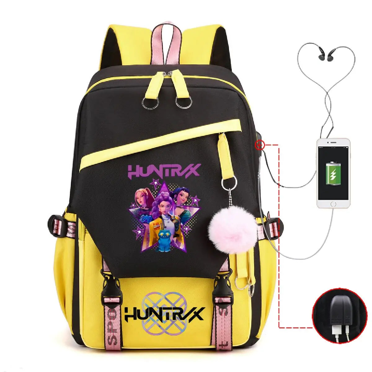 Anime Kpop Demon Hunters Backpack Cartoon Schoolbags Large Capacity USB Charging Bags Teeneger Backpack Women Travel Bags