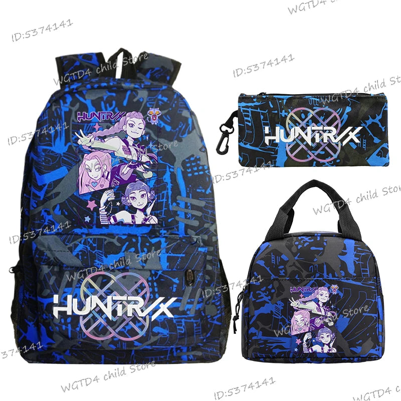 KPop Demon Hunters 3pcs Set Backpack Students Lunch Bag Outdoor Travel Knapsack K-Pop Demon Hunters Boys Girls School Backpacks
