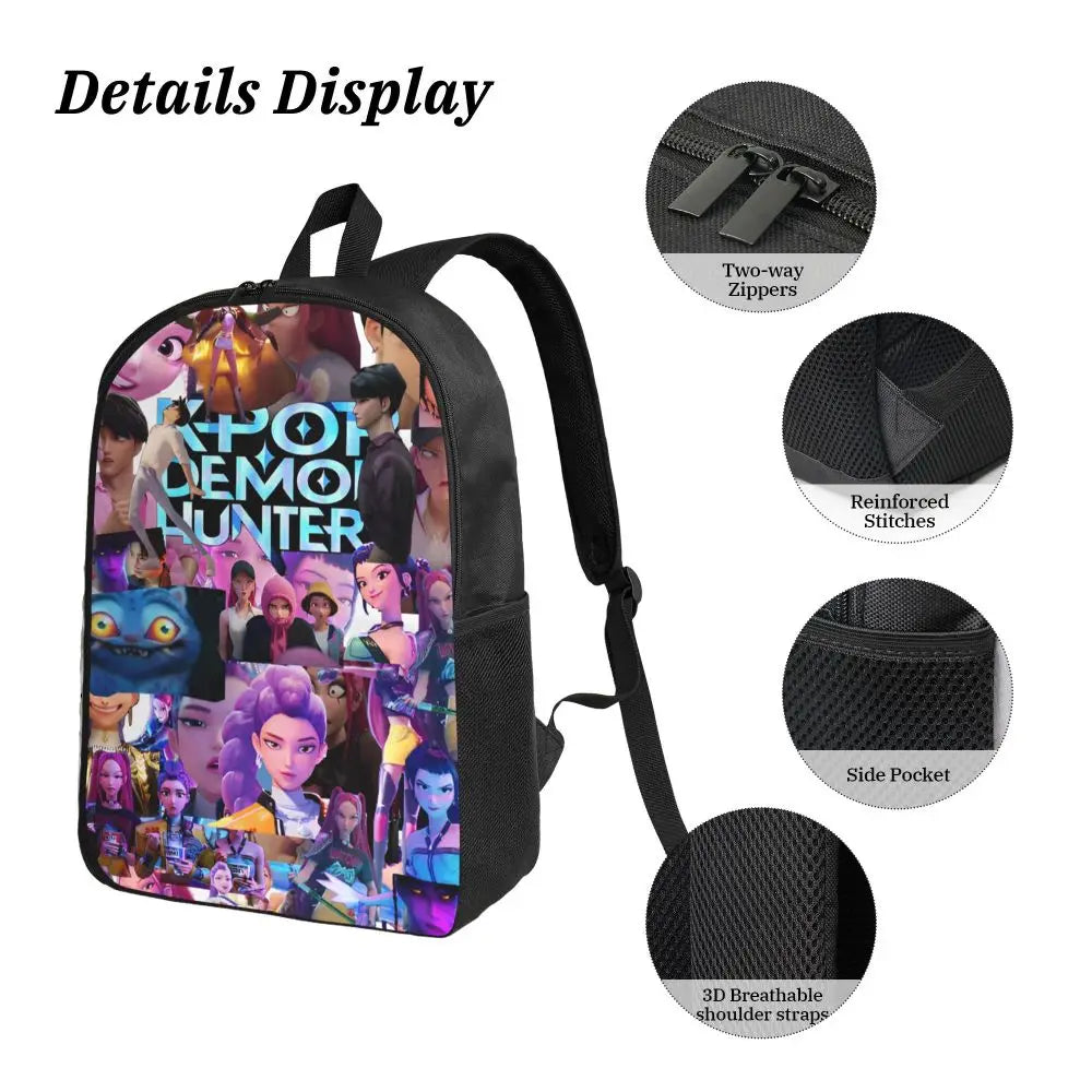 3Pcs KPop Demon Hunters Huntrix merch Backpack Set for Kids Pencil Boxes Bookbag Sets with Lunch Box For School Students Daypack