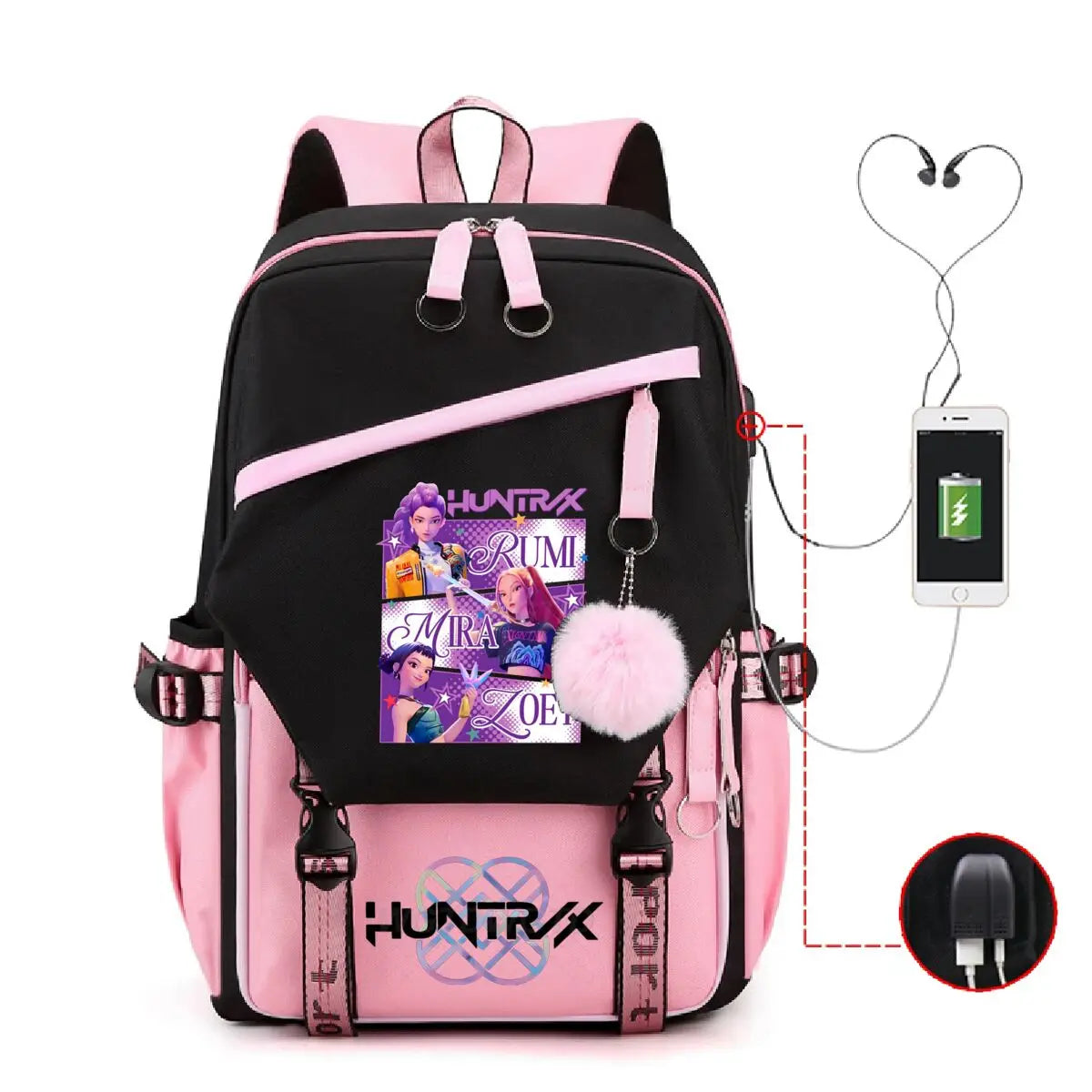 Anime Kpop Demon Hunters Backpack Cartoon Schoolbags Large Capacity USB Charging Bags Teeneger Backpack Women Travel Bags