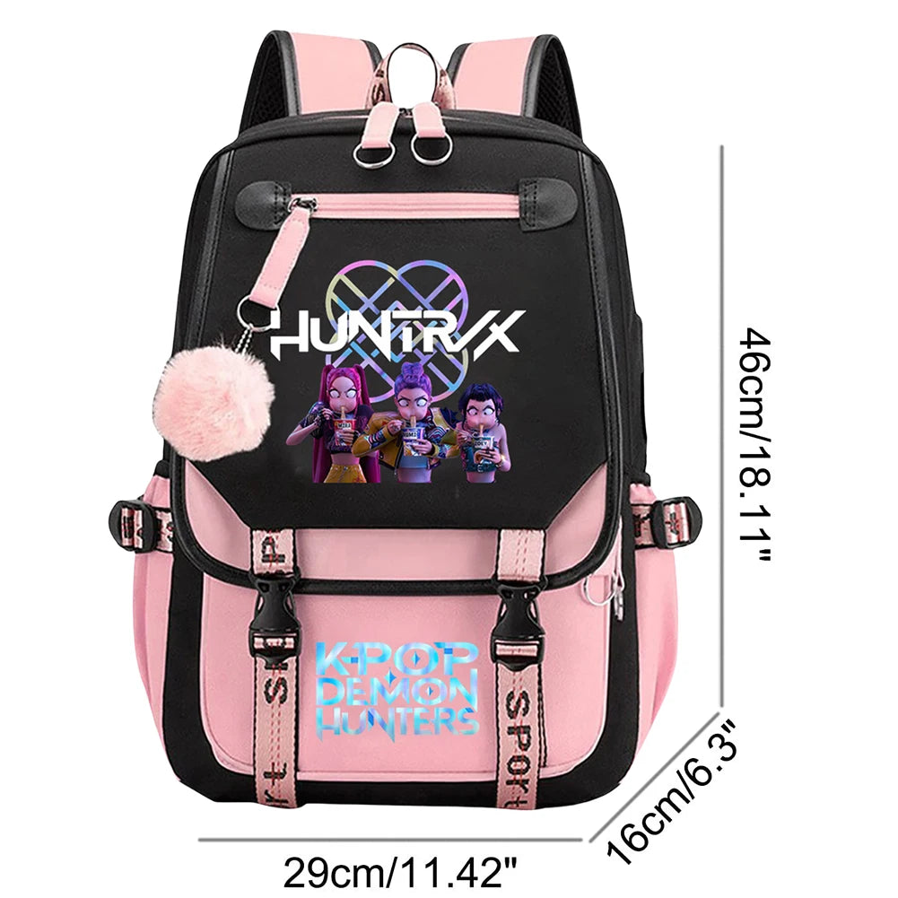 K-pop Demon Huntes Fashion Backpack for Girls Boys Anime Cartoon Large Capacity Schoolbag Children Multi-function Shoulder Bag