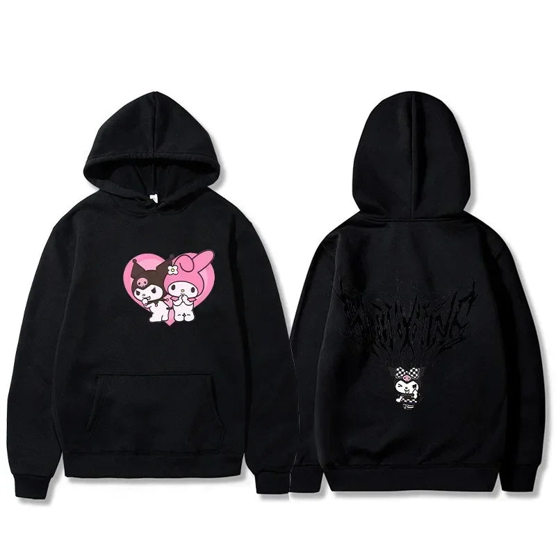 Spring Autumn Kuromi Sanrio Hoodies Girls Boys Cute Cartoon Anime 3D Pullovers Children Sweatshirts Toddler Coat Sudadera