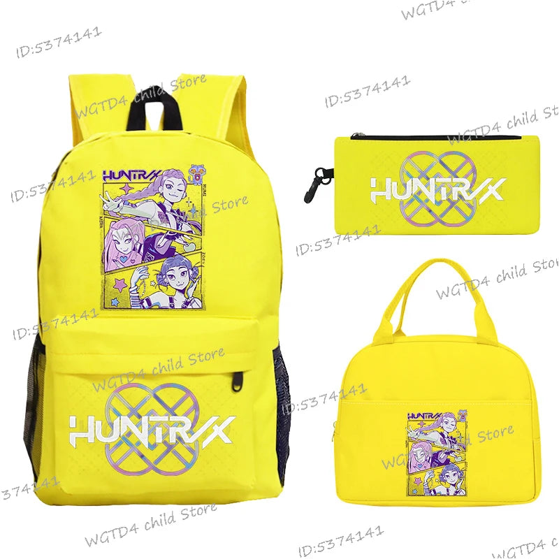 KPop Demon Hunters 3pcs Set Backpack Students Lunch Bag Outdoor Travel Knapsack K-Pop Demon Hunters Boys Girls School Backpacks