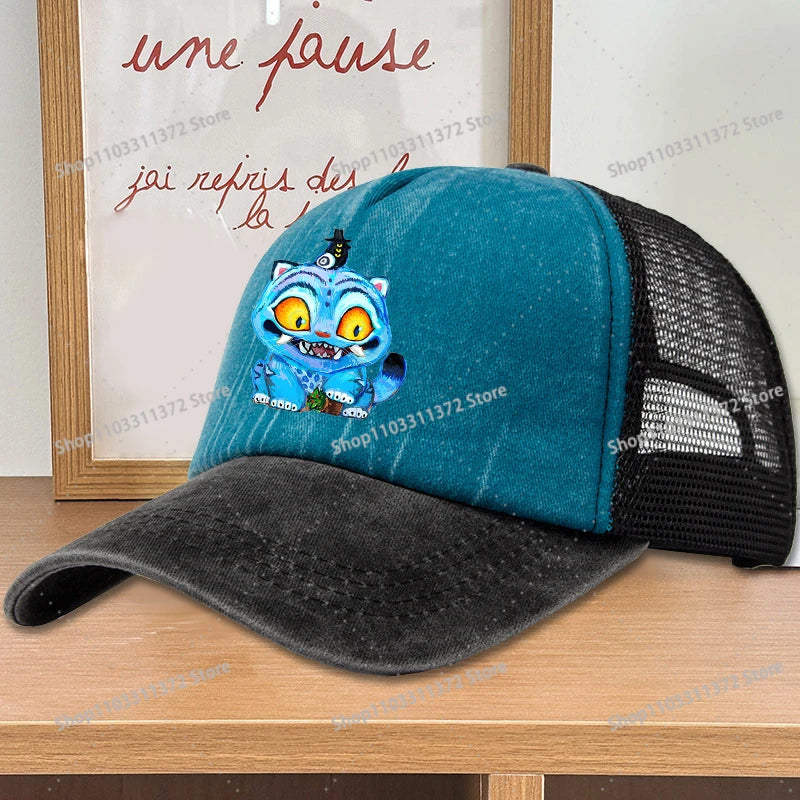 Move K-Pop Demon Hunters Mesh Color Blocked Baseball Cap Fashion Cartoon Adjustable Sun Hat Outdoor Activity Leisure Sunbonnet