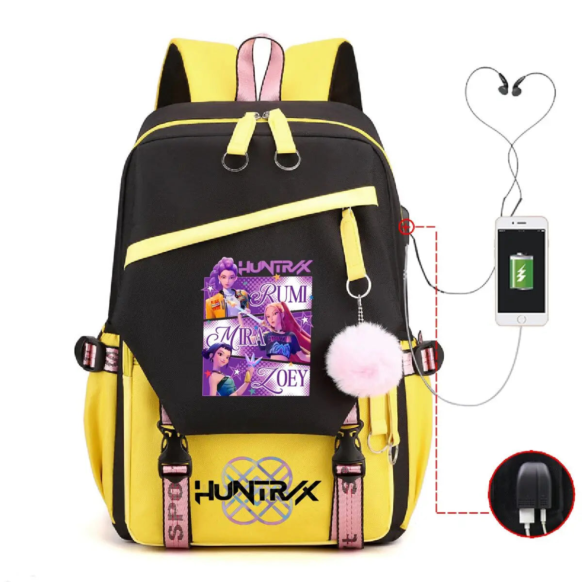 Anime Kpop Demon Hunters Backpack Cartoon Schoolbags Large Capacity USB Charging Bags Teeneger Backpack Women Travel Bags