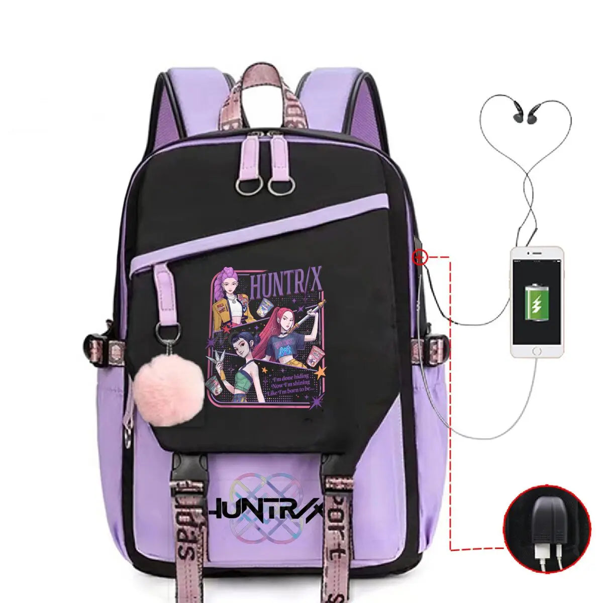 Anime Kpop Demon Hunters Backpack Cartoon Schoolbags Large Capacity USB Charging Bags Teeneger Backpack Women Travel Bags