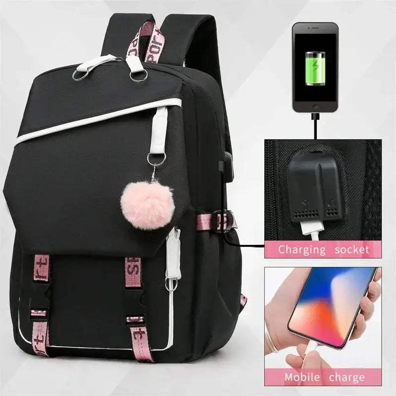 Anime Kpop Demon Hunters Backpack Cartoon Schoolbags Large Capacity USB Charging Bags Teeneger Backpack Women Travel Bags