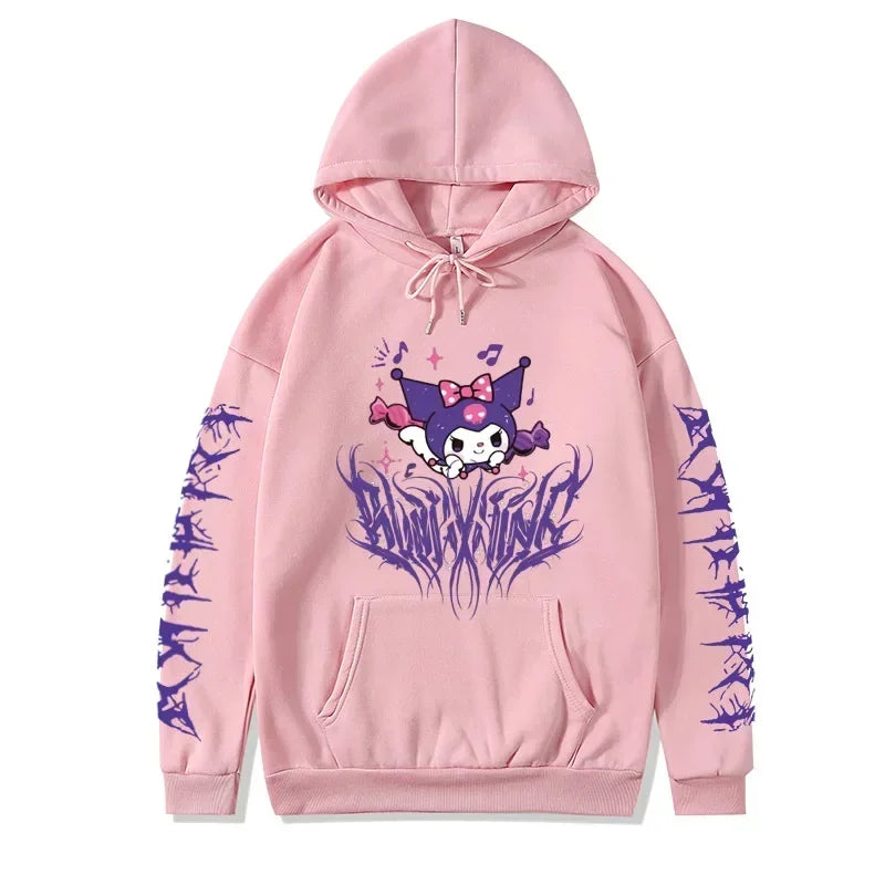 Spring Autumn Kuromi Sanrio Hoodies Girls Boys Cute Cartoon Anime 3D Pullovers Children Sweatshirts Toddler Coat Sudadera