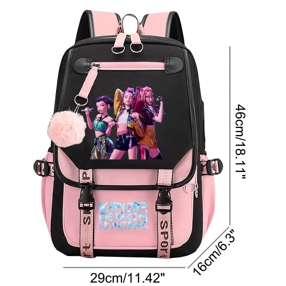 K-pop Demon Huntes Fashion Backpack for Girls Boys Anime Cartoon Large Capacity Schoolbag Children Multi-function Shoulder Bag