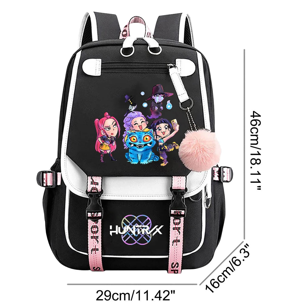 K-pop Demon Huntes Fashion Backpack for Girls Boys Anime Cartoon Large Capacity Schoolbag Children Multi-function Shoulder Bag