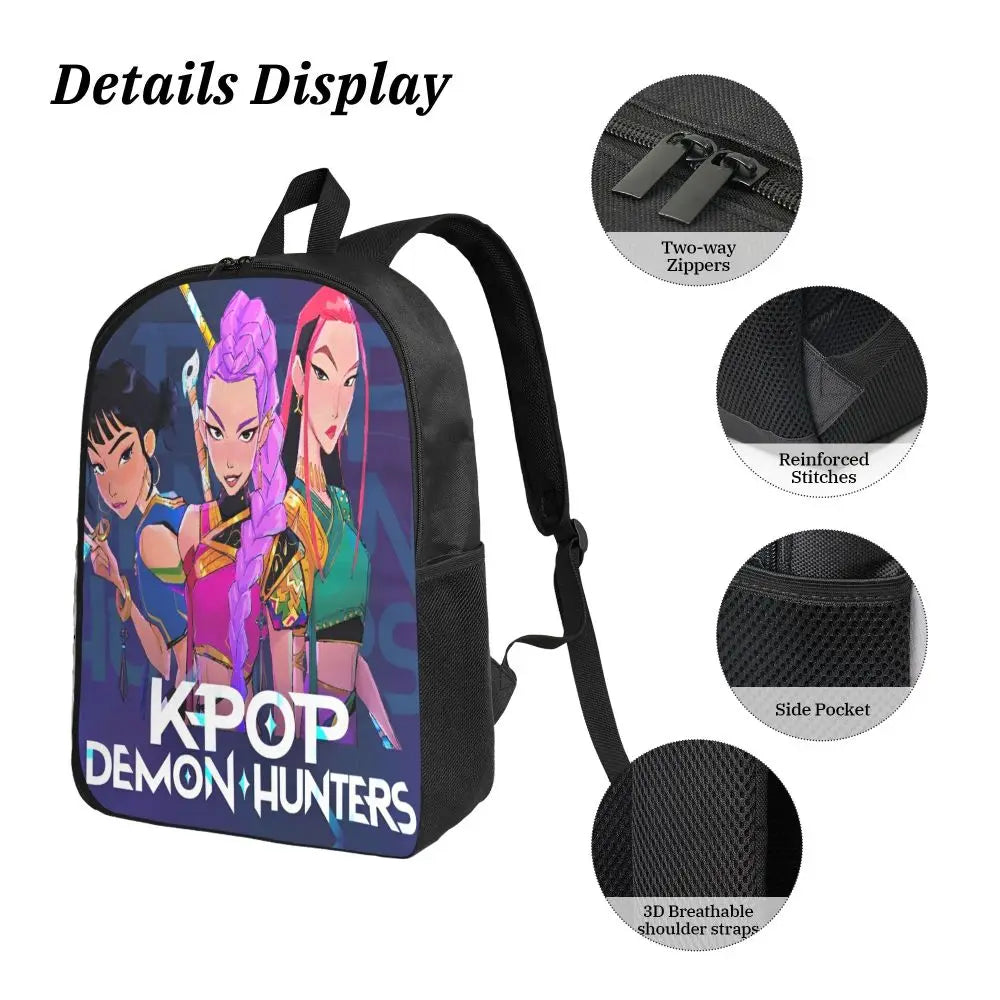 3Pcs KPop Demon Hunters Huntrix merch Backpack Set for Kids Pencil Boxes Bookbag Sets with Lunch Box For School Students Daypack