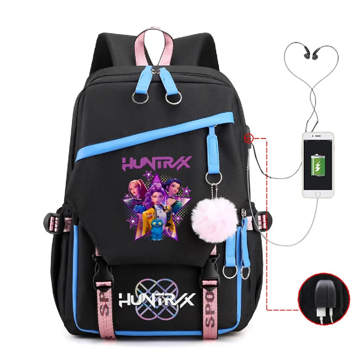 Anime Kpop Demon Hunters Backpack Cartoon Schoolbags Large Capacity USB Charging Bags Teeneger Backpack Women Travel Bags