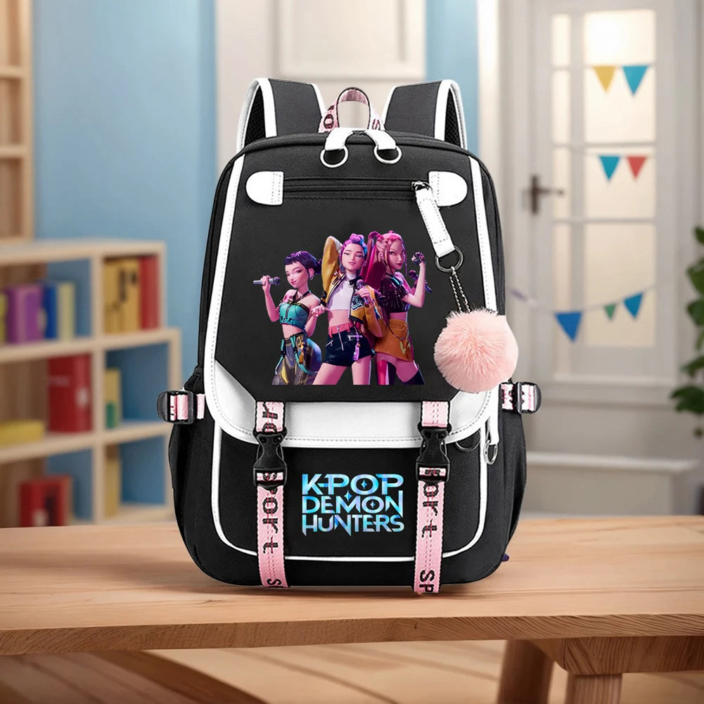 K-pop Demon Huntes Fashion Backpack for Girls Boys Anime Cartoon Large Capacity Schoolbag Children Multi-function Shoulder Bag