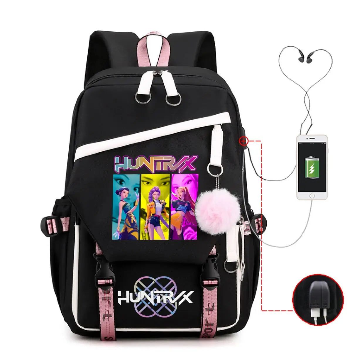 Anime Kpop Demon Hunters Backpack Cartoon Schoolbags Large Capacity USB Charging Bags Teeneger Backpack Women Travel Bags