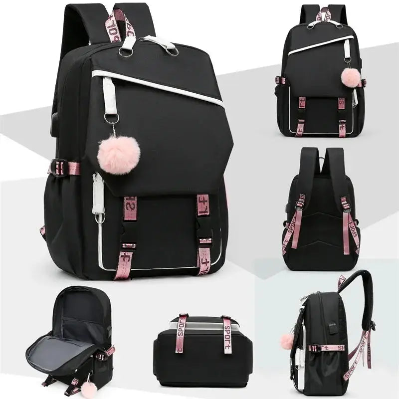 Anime Kpop Demon Hunters Backpack Cartoon Schoolbags Large Capacity USB Charging Bags Teeneger Backpack Women Travel Bags