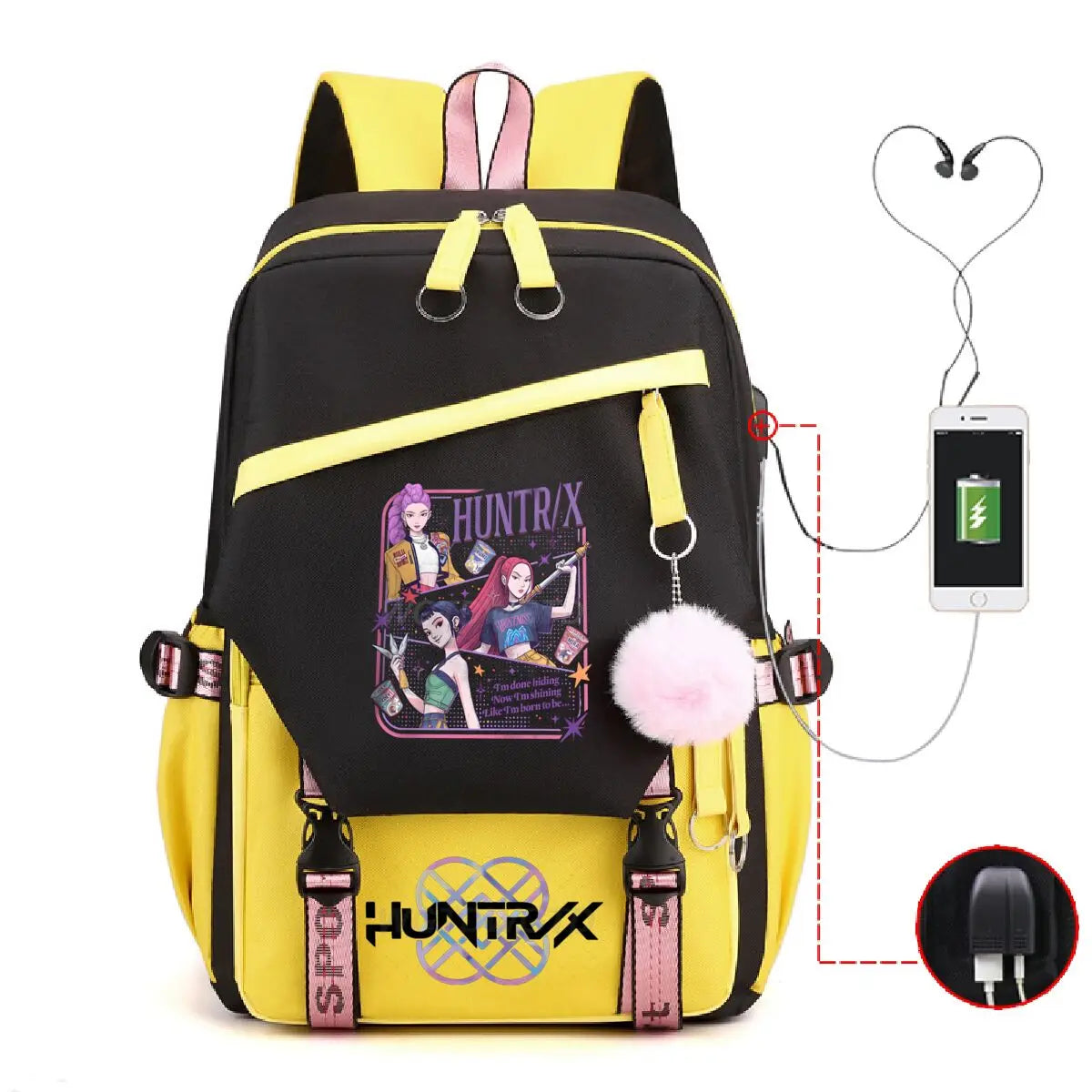 Anime Kpop Demon Hunters Backpack Cartoon Schoolbags Large Capacity USB Charging Bags Teeneger Backpack Women Travel Bags