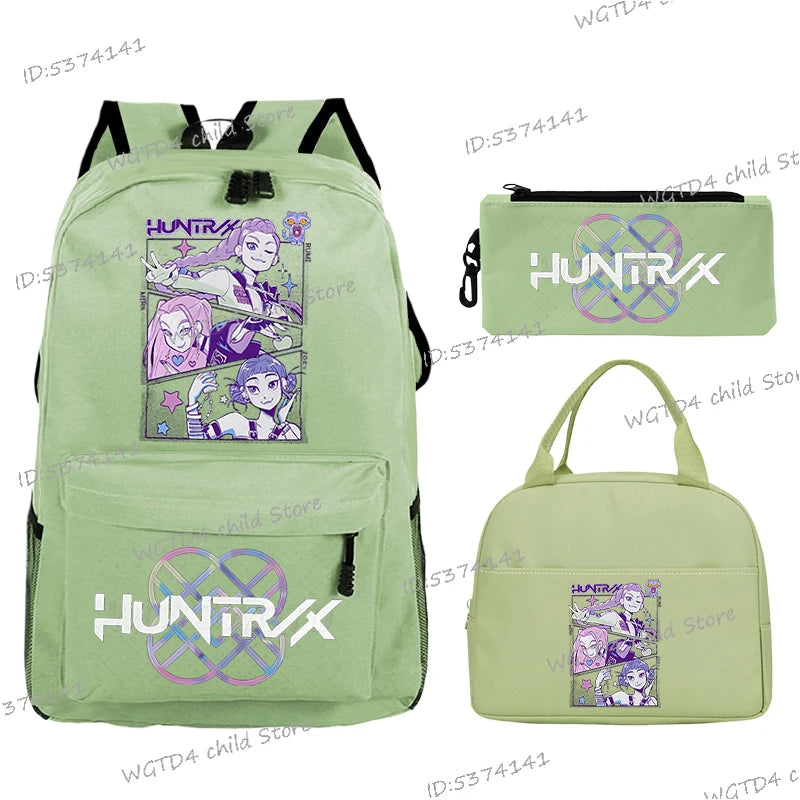 KPop Demon Hunters 3pcs Set Backpack Students Lunch Bag Outdoor Travel Knapsack K-Pop Demon Hunters Boys Girls School Backpacks