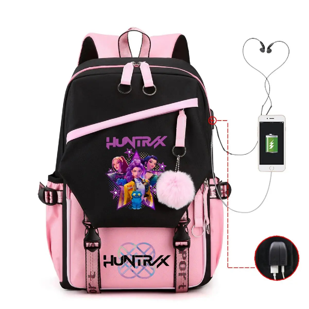 Anime Kpop Demon Hunters Backpack Cartoon Schoolbags Large Capacity USB Charging Bags Teeneger Backpack Women Travel Bags