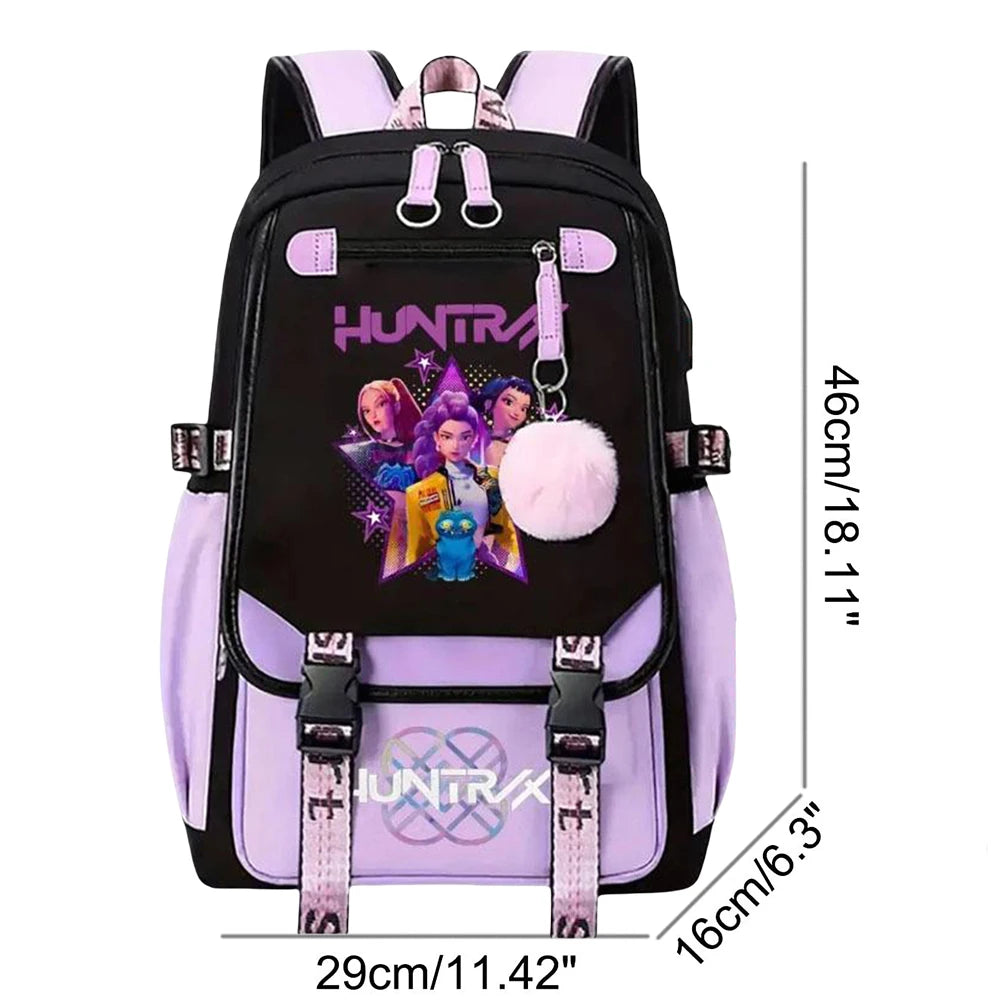 K-pop Demon Huntes Fashion Backpack for Girls Boys Anime Cartoon Large Capacity Schoolbag Children Multi-function Shoulder Bag