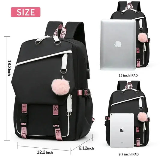 Anime Kpop Demon Hunters Backpack Cartoon Schoolbags Large Capacity USB Charging Bags Teeneger Backpack Women Travel Bags