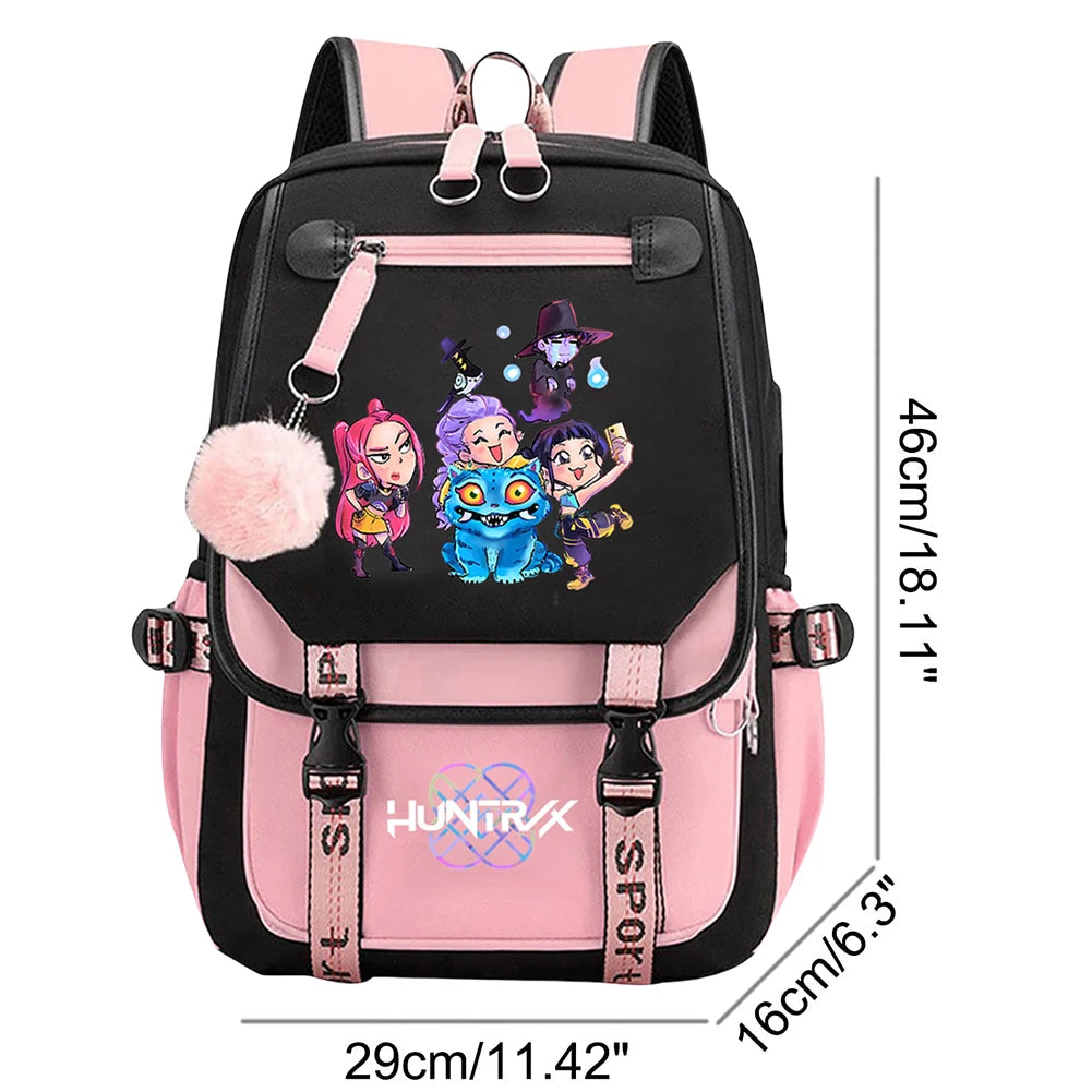 K-pop Demon Huntes Fashion Backpack for Girls Boys Anime Cartoon Large Capacity Schoolbag Children Multi-function Shoulder Bag