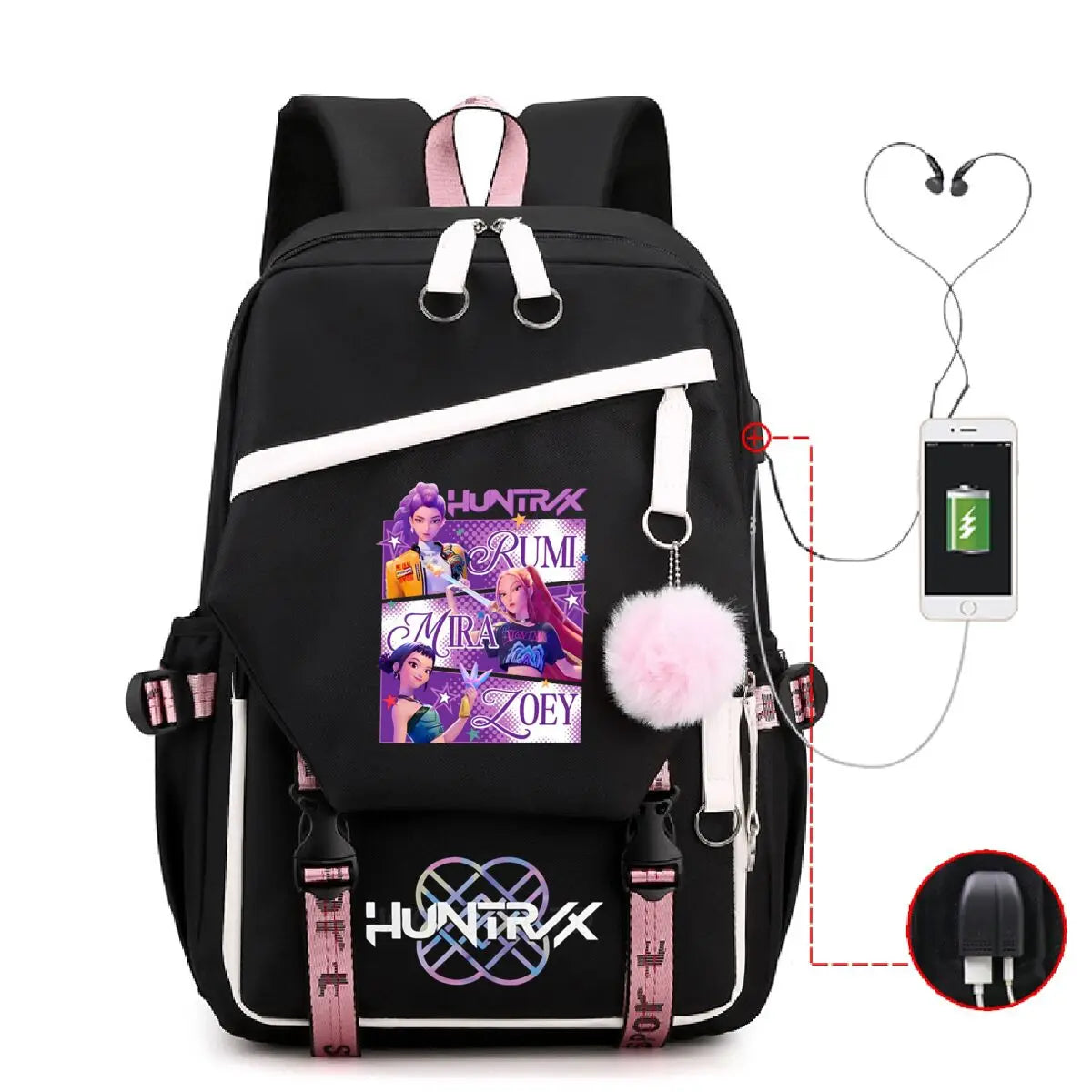 Anime Kpop Demon Hunters Backpack Cartoon Schoolbags Large Capacity USB Charging Bags Teeneger Backpack Women Travel Bags
